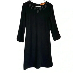 CK BRADLEY Black wool blend “button” long sleeved lined dress-size Medium
